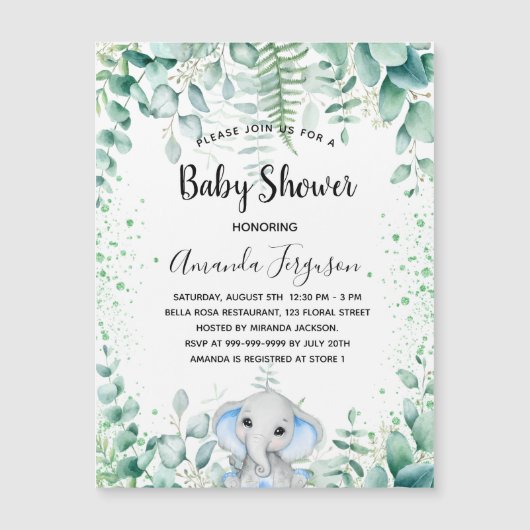 Baby shower olifant eucalyptus magnet (Voorkant)