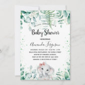 Baby shower olifant eucalyptusmeisje kaart (Voorkant)