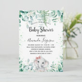 Baby shower olifant eucalyptusmeisje kaart (Staand voorkant)