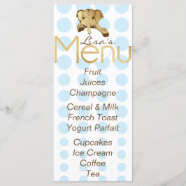 Baby shower Olifant Goud Blauw Menu
