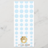 Baby shower Olifant Goud Blauw Menu (Achterkant)