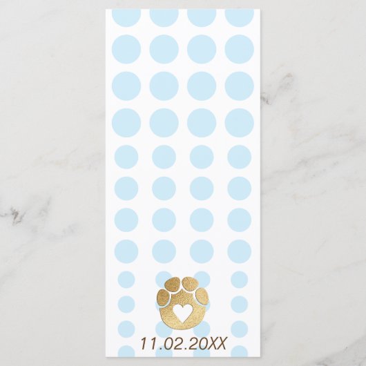 Baby shower Olifant Goud Blauw Menu (Achterkant)