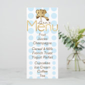 Baby shower Olifant Goud Blauw Menu (Staand voorkant)