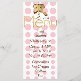 Baby shower olifant goud roze menu