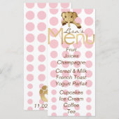 Baby shower olifant goud roze menu (Voorkant / Achterkant)
