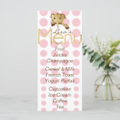 Baby shower olifant goud roze menu (Staand voorkant)