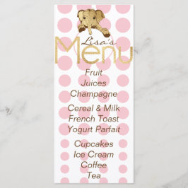 Baby shower olifant goud roze menu