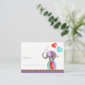 Baby shower olifant grijs kunst display douchekaar informatiekaartje (Staand voorkant)