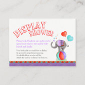 Baby shower olifant grijs kunst display douchekaar informatiekaartje (Achterkant)