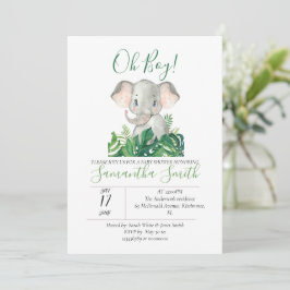 Baby Shower Olifant Jungle Groene Uitnodiging