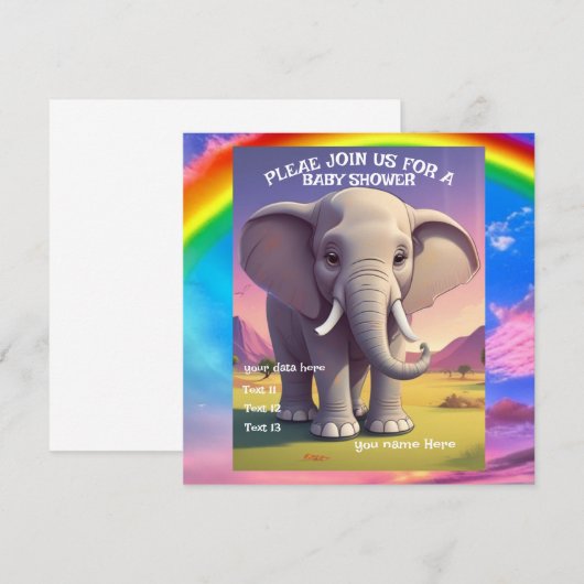 Baby shower olifant kaart (Voorkant / Achterkant)
