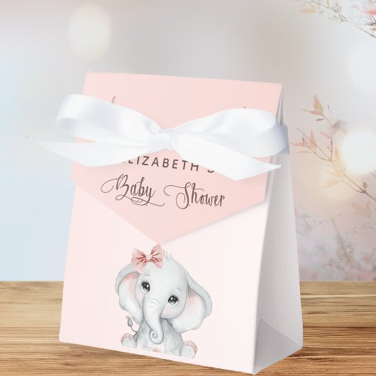 Baby shower olifant meisje blush roos goud bedankdoosjes