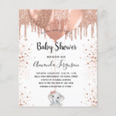 Baby shower olifant meisje roos begrotingsuitnodig flyer (Voorkant)