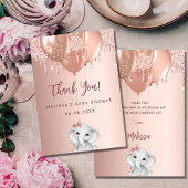 Baby shower olifant meisje roos goud dank u kaart