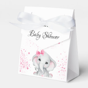 Baby shower olifant meisje roze glitter wit bedankdoosjes