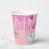 Baby shower olifant meisje roze glitterdruppels papieren bekers (Rechts)