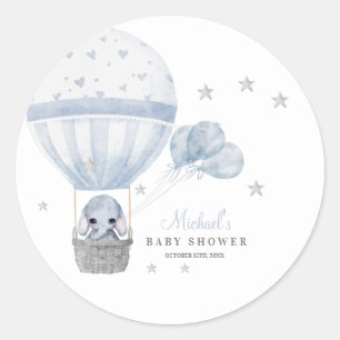 Baby shower olifant met luchtballon ronde sticker
