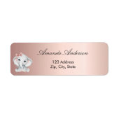 Baby shower olifant roos goud retouradres etiket (Voorkant)