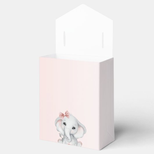 Baby shower olifant roos goudglitter bedankdoosjes (Geopend)