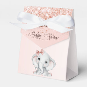 Baby shower olifant roos goudglitter bedankdoosjes