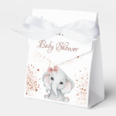 Baby shower olifant roos goudroze glitter bedankdoosjes (Voorkant Zijde)