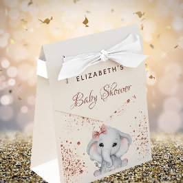 Baby shower olifant roos goudroze glitter bedankdoosjes