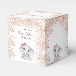 Baby shower olifant roos goudroze glitter meisje bedankdoosjes