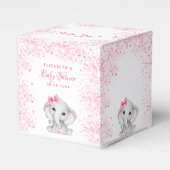 Baby shower olifant roze glitter meisje bedankdoosjes (Voorkant Zijde)