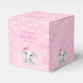 Baby shower olifant roze glitter meisje naam bedankdoosjes (Voorkant Zijde)