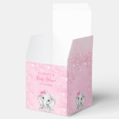Baby shower olifant roze glitter meisje naam bedankdoosjes (Geopend)