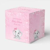 Baby shower olifant roze glitter meisje naam bedankdoosjes (Achterkant)