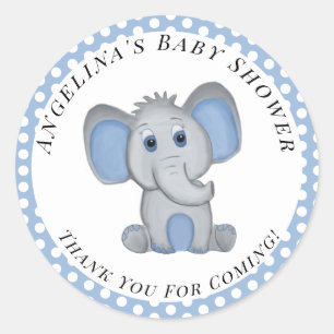 Baby shower Olifant Schattige Jongen Blauw Ronde Sticker