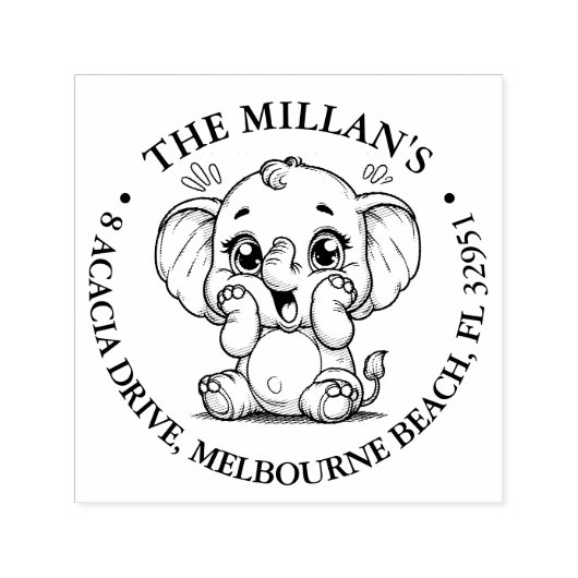 Baby shower Olifant thema Zelfinktende Stempel (Design)