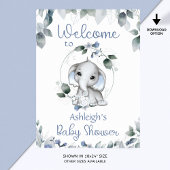Baby shower Olifant Welkomstbord Blauw Poster
