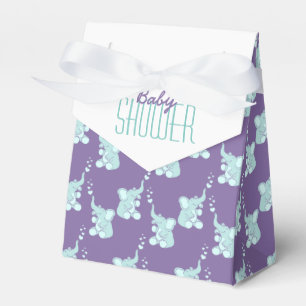 Baby shower olifanten paars witte cadeaubondoos bedankdoosjes