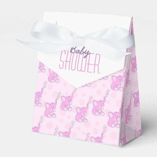 Baby shower olifanten roze wit geschenk gunst doos bedankdoosjes (Voorkant Zijde)
