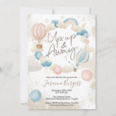 Baby shower omhoog, omhoog en weg - heteluchtballo kaart (Voorkant)
