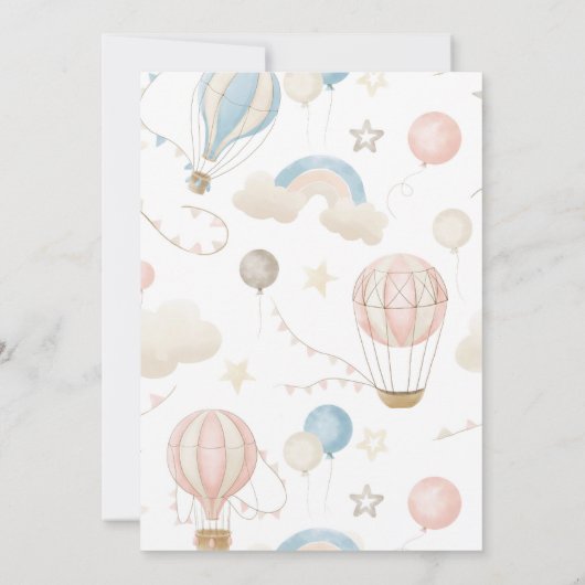 Baby shower omhoog, omhoog en weg - heteluchtballo kaart (Achterkant)