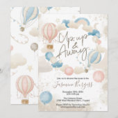 Baby shower omhoog, omhoog en weg - heteluchtballo kaart (Voorkant / Achterkant)
