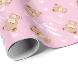 Baby shower-omslagpapier met stapelaar voor meisje cadeaupapier