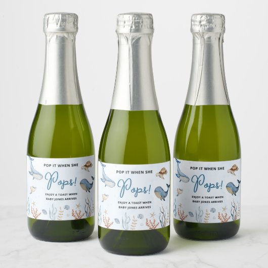 Baby Shower Onder de zee Sparkling Wijnetiket (Flessen)