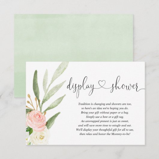 Baby shower onder douche invoegen roze goud hart informatiekaartje (Voorkant / Achterkant)