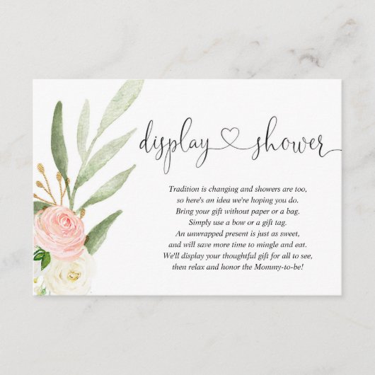 Baby shower onder douche invoegen roze goud hart informatiekaartje (Voorkant)