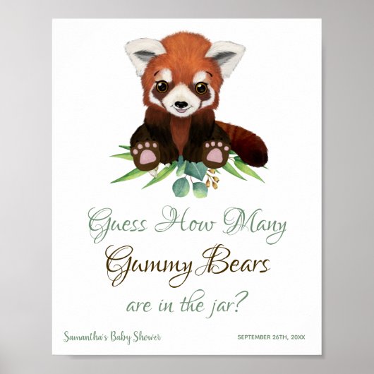 Baby shower Onderteken hoeveel gummie-beren er in  Poster (Voorkant)