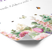 Baby shower ondertekenen | Roze Paarse vlinderbloe Poster (Hoek)