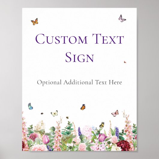 Baby shower ondertekenen | Roze Paarse vlinderbloe Poster (Voorkant)