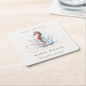 Baby shower onderwater zeewier kartonnen onderzetters (Schuin)