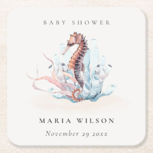 Baby shower onderwater zeewier kartonnen onderzetters