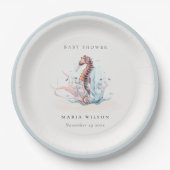 Baby shower onderwater zeewier papieren bordje (Voorkant)