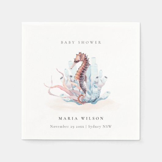 Baby shower onderwater zeewier servet (Voorkant)